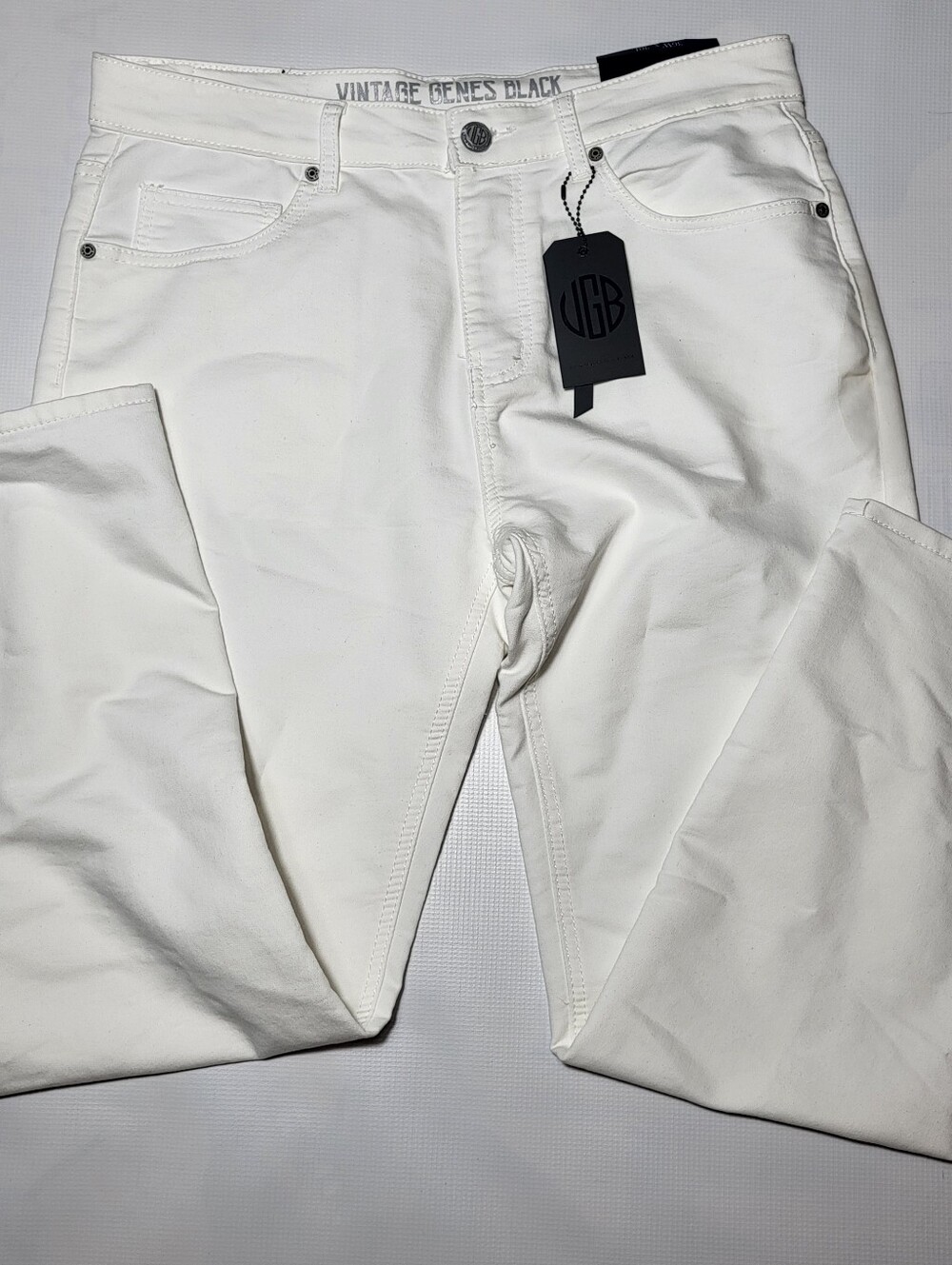 VGB Vintage Genes Black Slim Fit White Denim Jeans 36x30 Beach Vacation Vibe New